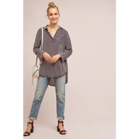 NWT Anthropologie Maeve Adelaide Poplin Striped Shirt | XS - Picture 1 of 7